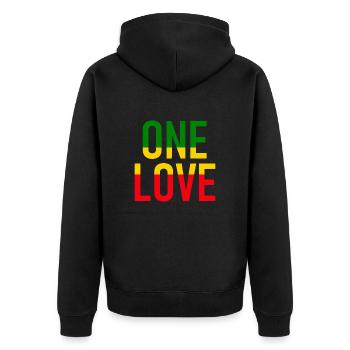 ONE LOVE - Reggae Music - Musik - Unisex Premium Bio Zip Hoodie - Schwarz - Hinten - Nico (187cm)