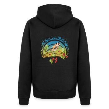 Bunter Vogel - Unisex Premium Bio Zip Hoodie - Schwarz - Hinten - Nico (187cm)