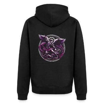 Erzengel Heiliger Religion Gott Engel Glaube Michael - Unisex Premium Bio Zip Hoodie - Schwarz - Hinten - Nico (187cm)