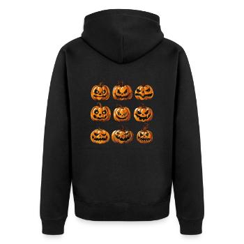 Halloween Pumpkin Spooky - Unisex Premium Organic Zip Hoodie - black - Back - Nico (187cm)