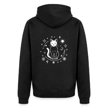 Verzauberte Katze - Unisex Premium Bio Zip Hoodie - Schwarz - Hinten - Nico (187cm)