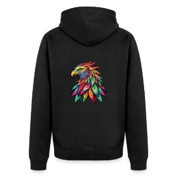 Colorful Eagle - Unisex Premium Organic Zip Hoodie - black - Back - Nico (187cm)