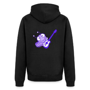 Cute Caterpillar Guitar Playing Cool Insect Animal Music - Unisex Premium Organic Zip Hoodie - black - Back - Nico (187cm)