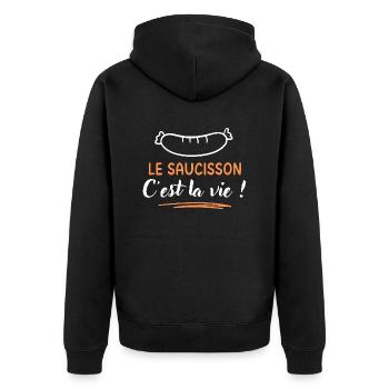 Le saucisson c'est la vie - Veste à capuche bio Premium Unisexe - noir - Dos - Nico (187cm)
