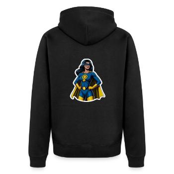 Feminist Superhero - Unisex Premium Organic Zip Hoodie - black - Back - Nico (187cm)