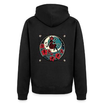Fille Diable Rouge - Veste à capuche bio Premium Unisexe - noir - Dos - Nico (187cm)