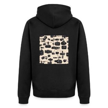 Kameralabyrinth - Unisex Premium Bio Zip Hoodie - Schwarz - Hinten - Nico (187cm)