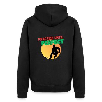 Practice Until Perfect -Ice Hockey - Unisex Premium Organic Zip Hoodie - black - Back - Nico (187cm)