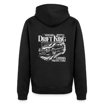 Initiale D AE86 Drift King Akina Mountain - Unisex Premium Bio Zip Hoodie - Schwarz - Hinten - Nico (187cm)