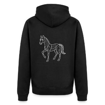 Cheval futuriste - Dessin au trait - Veste à capuche bio Premium Unisexe - noir - Dos - Nico (187cm)