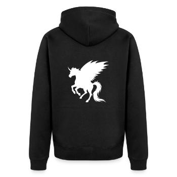 Demon Unicorn - Silhouette with Wings - Unisex Premium Organic Zip Hoodie - black - Back - Nico (187cm)
