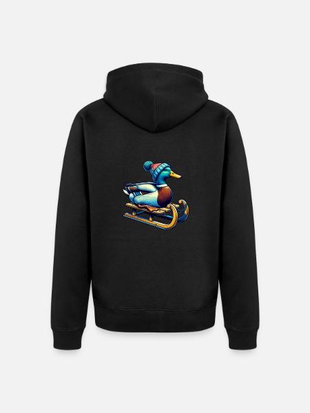 Cool Duck Winter - Unisex Premium Organic Zip Hoodie - black