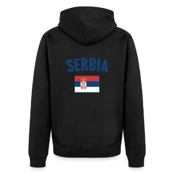 Serbien Flagge - Unisex Premium Bio Zip Hoodie - Schwarz - Hinten - Nico (187cm)
