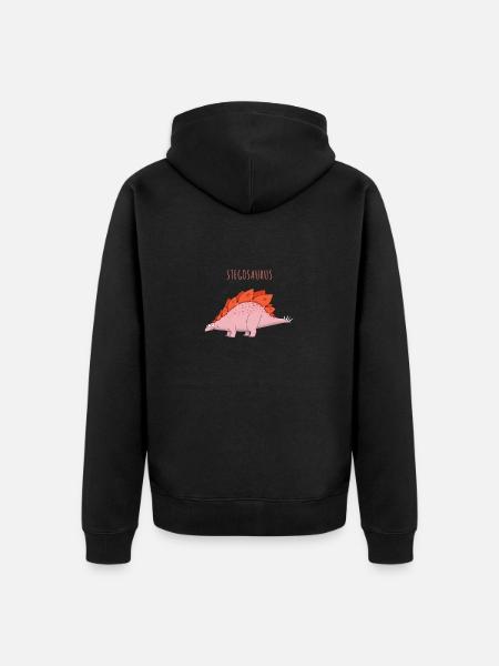 Funny illustration of a STEGOSAURUS - Unisex Premium Organic Zip Hoodie - black