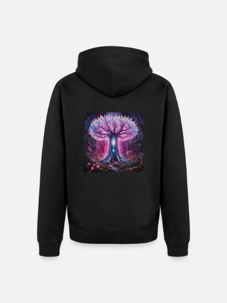 Der Kristallene Lebensbaum - Unisex Premium Bio Zip Hoodie - Schwarz