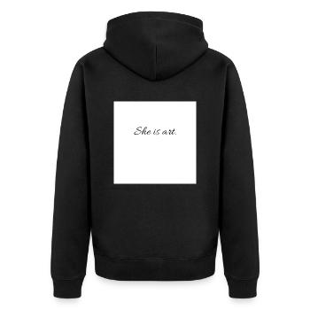 1000001444 - Unisex Premium Bio Zip Hoodie - Schwarz - Hinten - Nico (187cm)