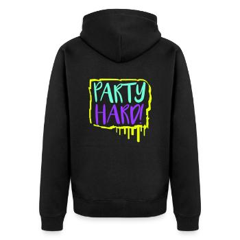 Party Hard Crew Member Team Club Friends Celebrate - Unisex Premium Organic Zip Hoodie - black - Back - Nico (187cm)