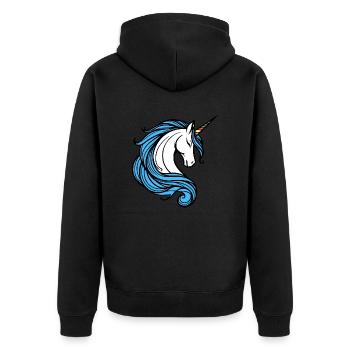 Einhorn - Unisex Premium Bio Zip Hoodie - Schwarz - Hinten - Nico (187cm)