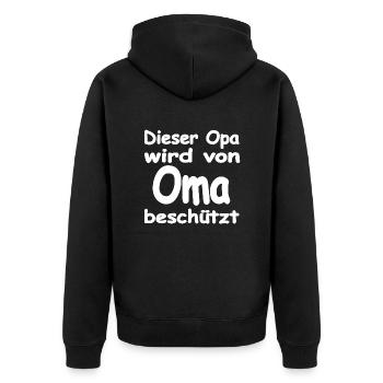 Oma - Unisex Premium Bio Zip Hoodie - Schwarz - Hinten - Nico (187cm)