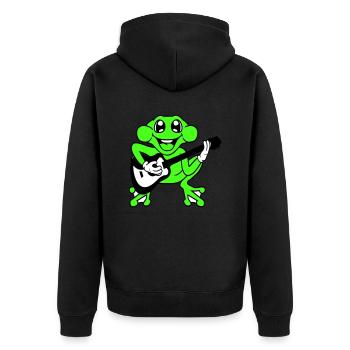 Frosch Fröschchen Spielt Gitarre Musik Gitarrist - Unisex Premium Bio Zip Hoodie - Schwarz - Hinten - Nico (187cm)