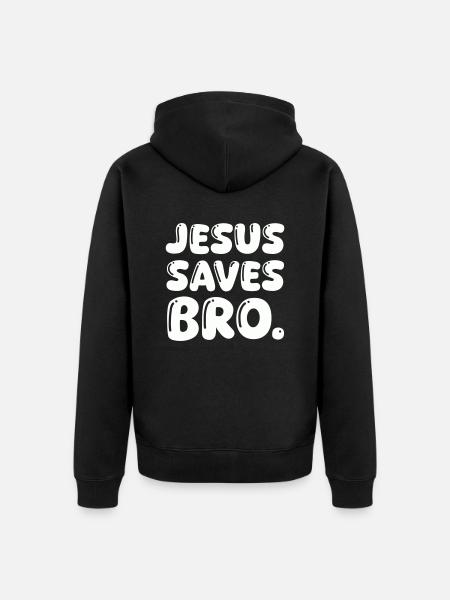 jesus saves bro - Unisex Premium Bio Zip Hoodie - Schwarz