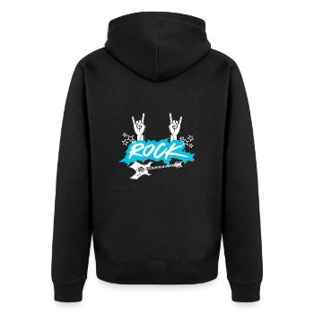 ROCK - Unisex Premium Bio Zip Hoodie - Schwarz - Hinten - Nico (187cm)