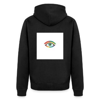 Bunte Auge - Unisex Premium Bio Zip Hoodie - Schwarz - Hinten - Nico (187cm)