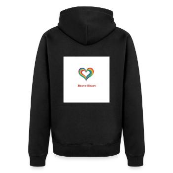 Buntes Herz - Unisex Premium Bio Zip Hoodie - Schwarz - Hinten - Nico (187cm)