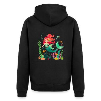 Mermaid, Half Human, Half Fish - Unisex Premium Organic Zip Hoodie - black - Back - Nico (187cm)