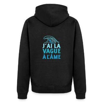 J'AI LA VAGUE À L'ÂME ! (surf, vacances) - Veste à capuche bio Premium Unisexe - noir - Dos - Nico (187cm)