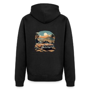 Oldtimer Leidenschaft: Stilvolle Kollektion - Unisex Premium Bio Zip Hoodie - Schwarz - Hinten - Nico (187cm)
