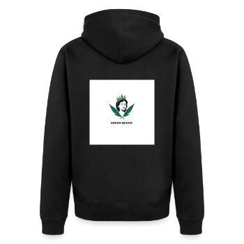 Grün - Unisex Premium Bio Zip Hoodie - Schwarz - Hinten - Nico (187cm)