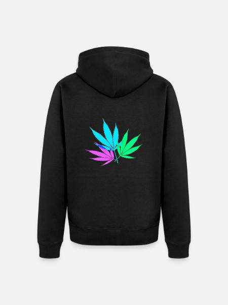 Bunte Hanfblätter - Unisex Premium Bio Zip Hoodie - Schwarz