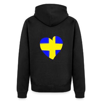 Schweden Herz - Unisex Premium Bio Zip Hoodie - Schwarz - Hinten - Nico (187cm)