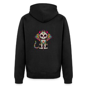 Sugar Skull Gift - Unisex Premium Organic Zip Hoodie - black - Back - Nico (187cm)