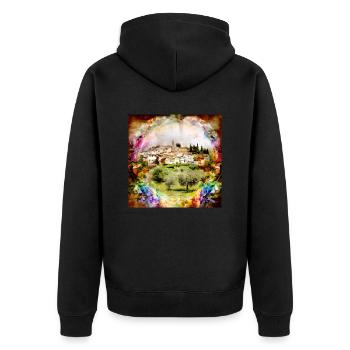 Piękna Cortona - Unisex Premium Organic Zip Hoodie - black - Back - Nico (187cm)