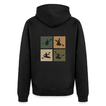 Kanupolo Canoe Polo Spieler Retro Style - Unisex Premium Bio Zip Hoodie - Schwarz - Hinten - Nico (187cm)