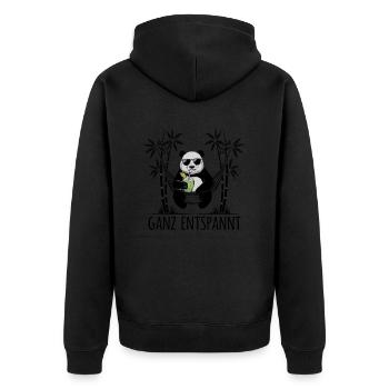 Panda - Complètement détendu - Veste à capuche bio Premium Unisexe - noir - Dos - Nico (187cm)