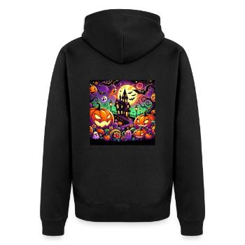 Halloween day - Unisex Premium Organic Zip Hoodie - black - Back - Nico (187cm)