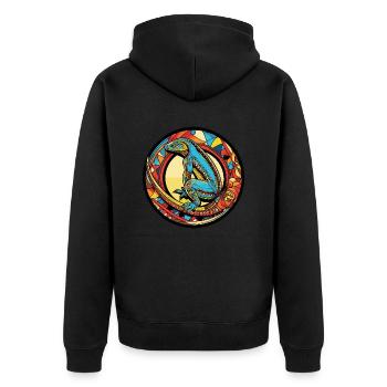 Lizard Comic - Unisex Premium Organic Zip Hoodie - black - Back - Nico (187cm)