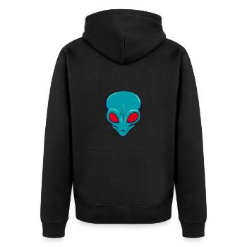 Außerirdischer - Unisex Premium Bio Zip Hoodie - Schwarz - Hinten - Nico (187cm)