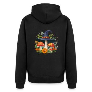 Champignon sorcière - Veste à capuche bio Premium Unisexe - noir - Dos - Nico (187cm)