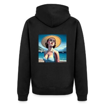 Le modèle au bord du lac - Veste à capuche bio Premium Unisexe - noir - Dos - Nico (187cm)