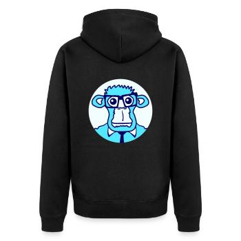 Schlauer Nerd Affe Kopf Hornbrille Geek Gesicht - Unisex Premium Bio Zip Hoodie - Schwarz - Hinten - Nico (187cm)