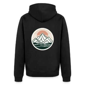 Minimaliste Montagnes, Eau, Lac, Nature, Soleil - Veste à capuche bio Premium Unisexe - noir - Dos - Nico (187cm)
