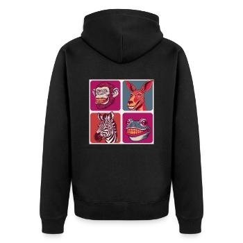 Smile Tiere kangaro ape zebra frog Halloween - Unisex Premium Bio Zip Hoodie - Schwarz - Hinten - Nico (187cm)
