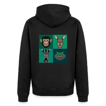 Smile Tiere Affe Känguru Zebra Frosch Halloween - Unisex Premium Bio Zip Hoodie - Schwarz - Hinten - Nico (187cm)