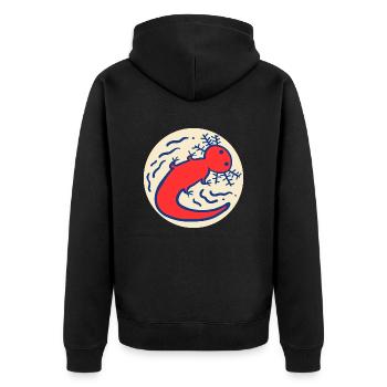 Logo Axolotl - Unisex Premium Bio Zip Hoodie - Schwarz - Hinten - Nico (187cm)