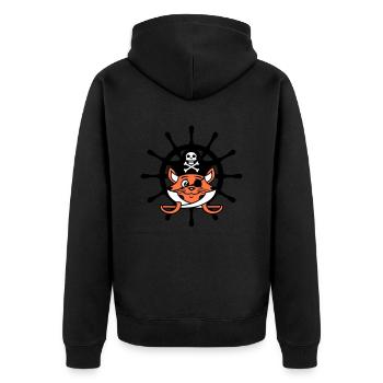 Pirat Katze Säbel Steuerrad Seeräuber Augenklappe - Unisex Premium Bio Zip Hoodie - Schwarz - Hinten - Nico (187cm)