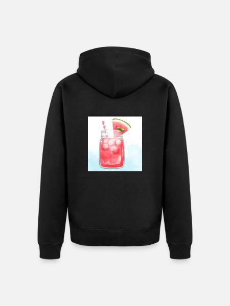 Refreshing Watermelon Cocktail Art - Unisex Premium Organic Zip Hoodie - black
